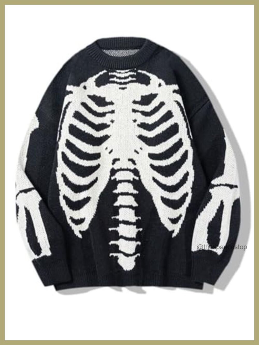 Oversized Skeleton Graphic Sweater Crewneck Loose Knit Pullover